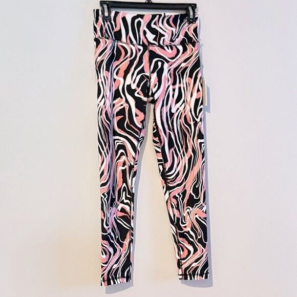 DKNY Women's Marble Print 7/8 Leggings pants Red Size Small - Picture 6 of 10